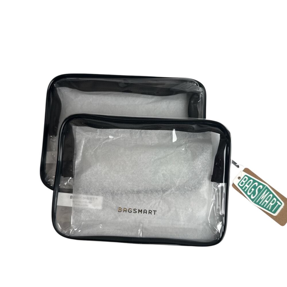 BAGSMART Clear Toiletry Bag 2 Pack TSA Approved Quart Travel Cosmetic Organizer